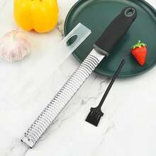 1Pack Lemon Zester Stainless Steel Cheese Grater With Plastic Cover Ergonomic Soft Black Handle Handheld Rotary Cheese Grater Zester Ideal For Kitchen Use And Food Preparation - 1 - View 3