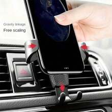 Gravity Car Phone Holder, Auto Air Vent Mount Cradle, ABS Material, Triangle Shape, Rotatable Device Mount Compatible With Vehicles, Navigation Support Bracket For Smartphones - White - View 5