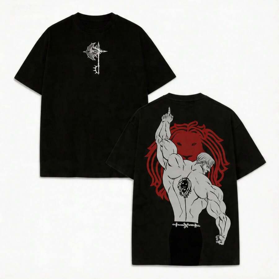 Escanor T-Shirt From The Seven Deadly Sins - A269 "Who Decided That?" Pride Sin Graphic Retro Heavy Unisex Anime Streetwear Gift For Fans - 彩色 - 查看 1