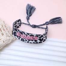 1 buah Gelang Tenun Buatan Tangan Gaya Liburan Bohemian Musim Panas, Hadiah Festival, Pesta, Pantai, Pakaian Perjalanan, Tali Tangan Boho - Motif macan tutul - View 4