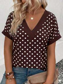 Selamara Camiseta casual y versátil con estampado de leopardo para mujer de talla grande, nueva llegada de primavera/verano - Multicolor 2 - Ver 1