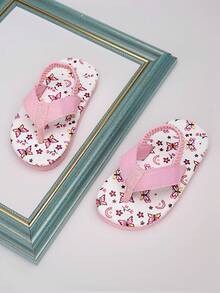 1 Pasang Sandal Jepit Bayi Bermotif Kupu-kupu dengan Ujung Terbuka dan Bernapas, Sandal Selop Longgar untuk Anak-Anak di Luar Ruangan - Berwarna merah muda - View 5