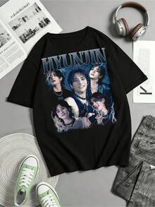 Vintage 90s T-Shirt By Hyunjins, Unisex Shirt With A Retro Music Theme - Black - View 1