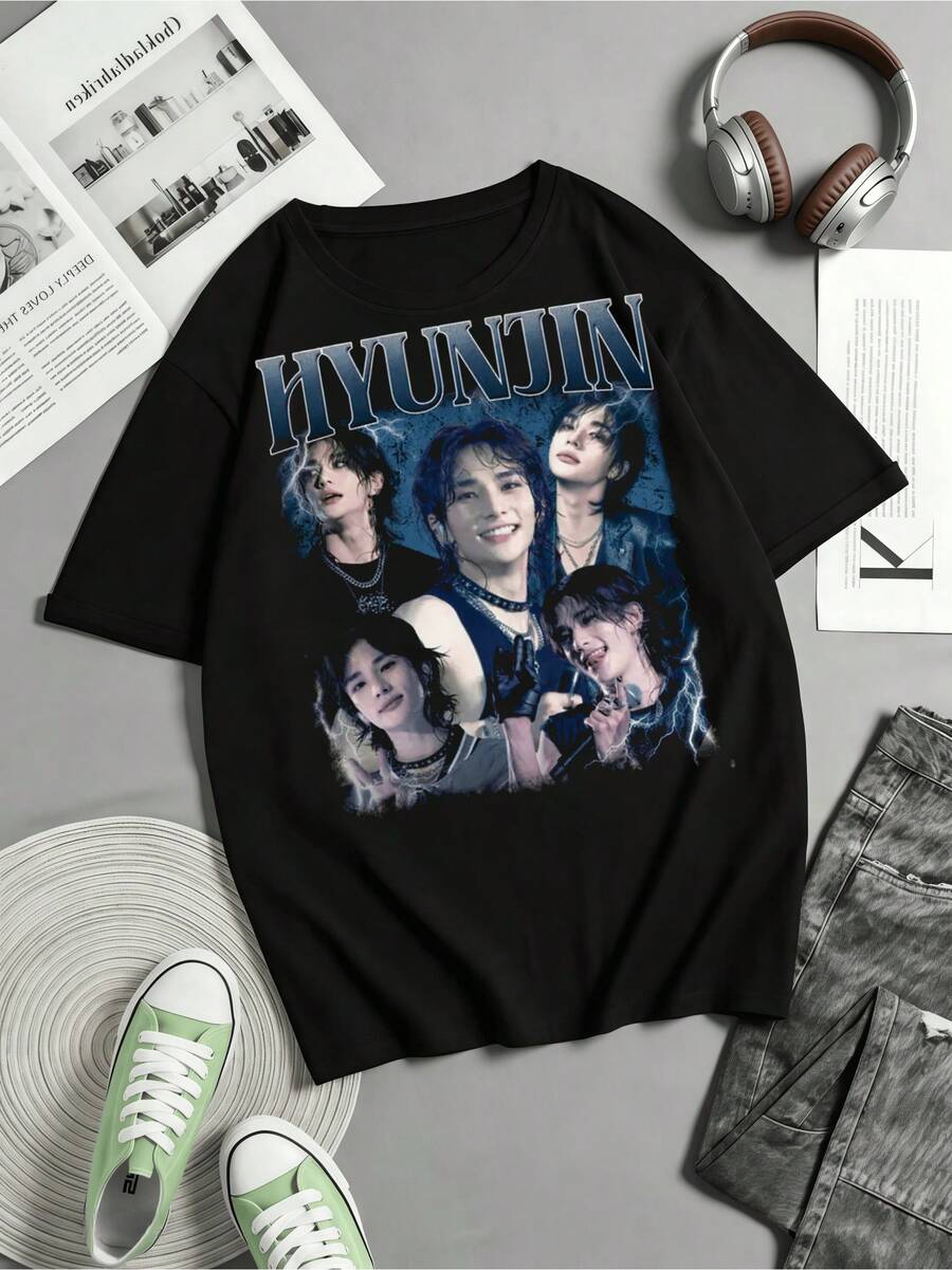 Vintage 90s T-Shirt By Hyunjins, Unisex Shirt With A Retro Music Theme - Black - View 1
