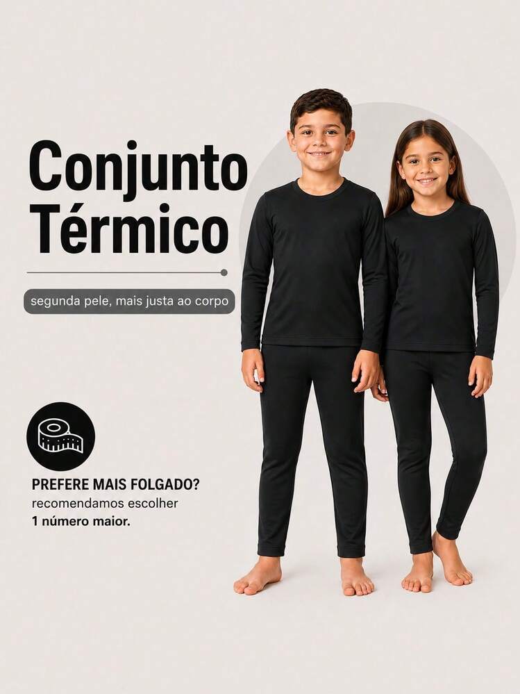 Boys' Thermal Winter Set | Boys' Winter Set | Kit Of 1, 2 Or 3 Children's Sets - 黑色 - 查看 6