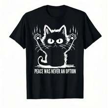 La paz nunca fue una opción, camiseta divertida con diseño de gato negro enojado y garra de Wolverine, camiseta sarcástica de humor negro, ropa felina de mala actitud, ropa urbana de moda, OOTD, regalo genial para amantes de los gatos, moda viral de . - Negro - Ver 5