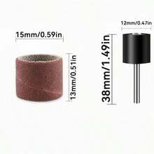 15mm 41件組砂輪環套組附連接桿，15mm大環粗/中/細3種粒度通用旋轉工具配件，適用於木材、金屬、美甲、DIY手工、寵物指甲修磨替換耗材 - 41PCS P400 - 查看 4