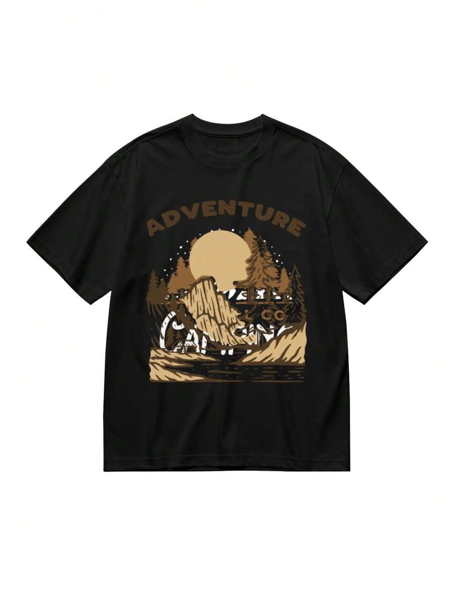 Camiseta Veraniega Plus Size para Mujer con Ajuste Holgado - Negro - Ver 1