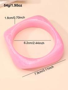 NAIZHU 1/6pcs Fashionable Children's Exaggerated Asymmetrical Geometric Resin Bracelets, Suitable For Daily Wear And Party Accessories - Hot Pink - View 9