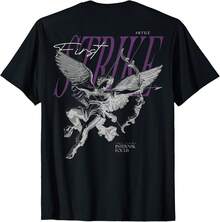Angel Back Print T-Shirt, Y2K Style, Urban Fashion, For Men And Women, Women's T-Shirt, Women's Shirt, Women's Tops, Top, Unisex. - 黑色 - 查看 1