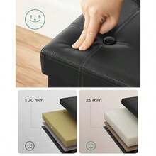 SONGMICS Puff Almacenaje de 38 cm, Banco de Almacenamiento Plegable con Tapa, Reposapiés, Carga de 300 kg, MLSF030B01 - Tinta negra - Ver 5