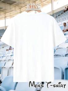 Diseño Simple y Versátil[Estilo Popular] Camiseta de manga corta con estampado de la Copa del Mundo "Estilo Celebración de Gol", adecuada para ir de compras, moda casual, fiestas en casa, con un diseño de grafiti de celebración de gol, ideal para salidas diarias, reunirse con amigos, cenas fuera, viajes y viajes de negocios, un regalo para fanáticos del fútbol, Camiseta de Algodón. - Blanco - Ver 4