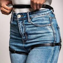 1pc Punk Style Black Leather Hollow Waist Belt, Sexy Accessory For Women, Stage Performance Prop - Black - View 2