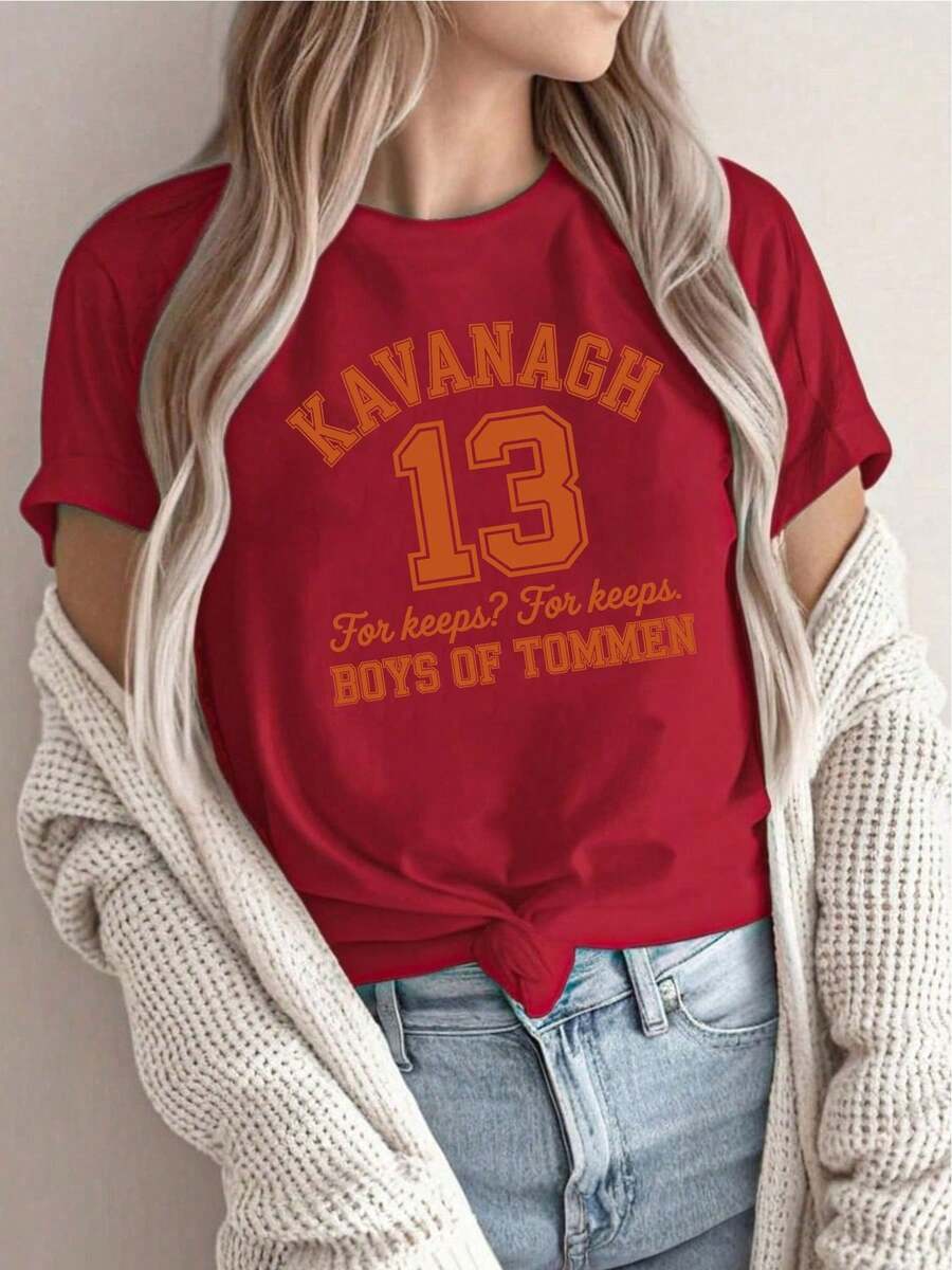 Women's Stylish And Fashionable One-Piece Casual T-Shirt | Printed With The Phrase "Orange KAVANAGH 13, ¿Para Conserva?" (To Preserve?) | Crew Neck, Short Sleeves, Casual Style, Stretch Fabric, Available In Multiple Sizes And Colors, 100% Cotton, Durable - 紅色 - 查看 1