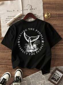 New Women's Short-Sleeved, Minimalist, And Casual Crew Neck T-Shirt In Dark Gray, Versatile And Suitable For Everyday Wear, Holidays, Spring, And The Beach. Summer Graphic T-Shirt - 黑色 - 查看 2