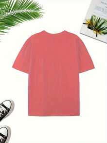 Heavyweight Pure Cotton T-Shirt With A Round Neck, Featuring A Creative Basketball Number And Letter Print On The Front And Back. This  Urban Fashion Item For Men Is Casual And Versatile, Perfect For #Commuting #Leisure #Home #Office - 紅番茄 - 查看 3