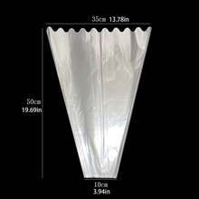20pcs Transparent OPP Wavy Edge Flower Bouquet Packaging Bags, One-Time Waterproof Fresh Flower Sleeves For Roses, Sunflowers, Tulips, Lilies, Carnations, Universal Flower Bouquet Packaging Materials, High Transparency Anti-Dust Anti-Pollution Flower Bags, Suitable For Holidays, Valentine's Day, Mother's Day, Teacher's Day, Thanksgiving, Christmas - 3.94 Inches * 19.69 Inches (H) * 13.78 Inches - View 4