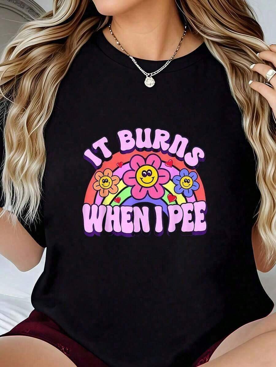 Premium Minimalist T-Shirt, Funny, Sarcastic, Ironic, Y2K, Inappropriate, Crew Neck, Artistic Style, For Summer. WoWo Simple Solid Color T-Shirt, Loose Fit, Casual, Short Sleeve. Gift Idea. - 黑色 - 查看 1