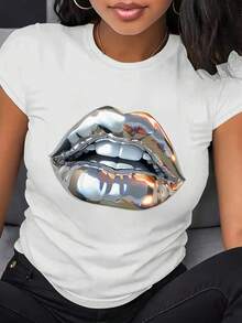 The Women's Casual Summer T-Shirt Is A Fashionable Printed Short-Sleeved T-Shirt, Suitable For Summer, Designed Specifically For Women. - 白色 - 查看 12