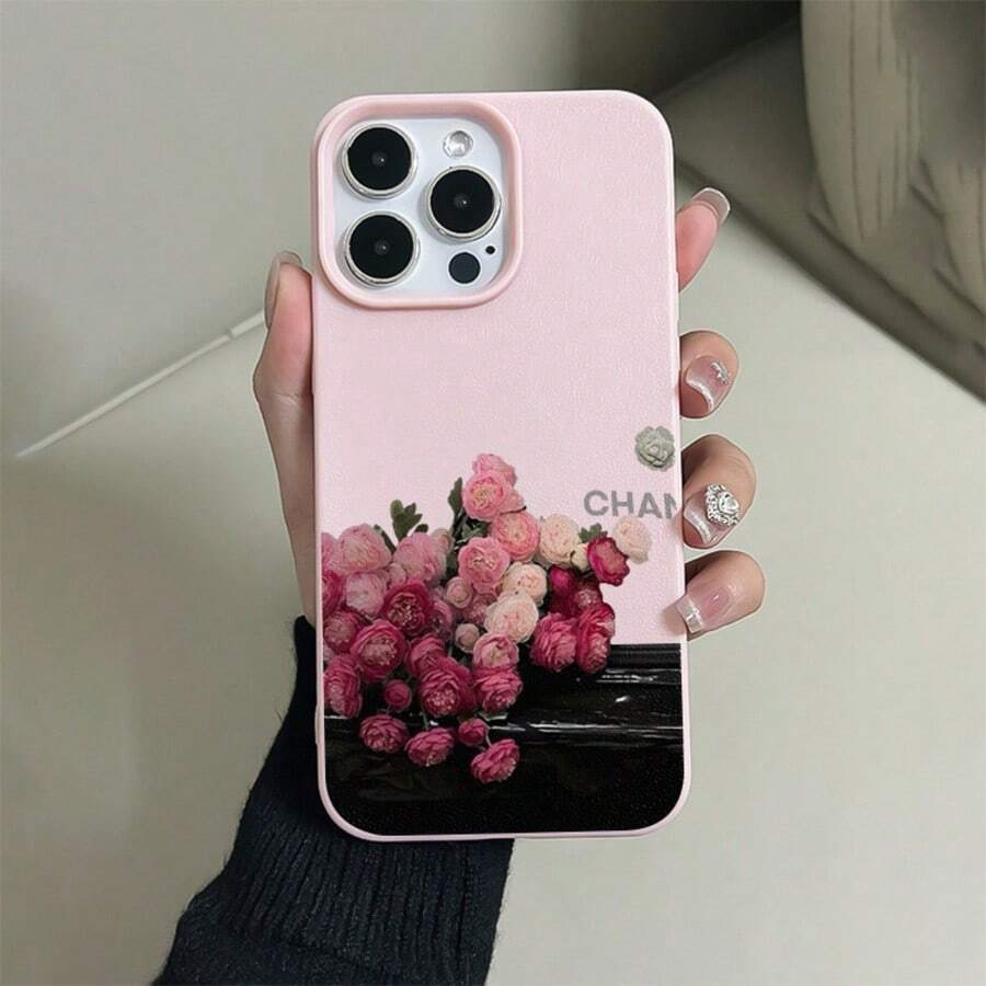 花朵玫瑰彩繪黑色新款鮮豔色彩銀色彩繪防震手機殼 適用於 Apple 15, P16, P16 Peomax, P14 Promax, P13, P11 彩繪 P12 防摔 XR 卡通 78G 系列 A13 4G, A14, A04, A34 手機殼 - 彩色 - 查看 1