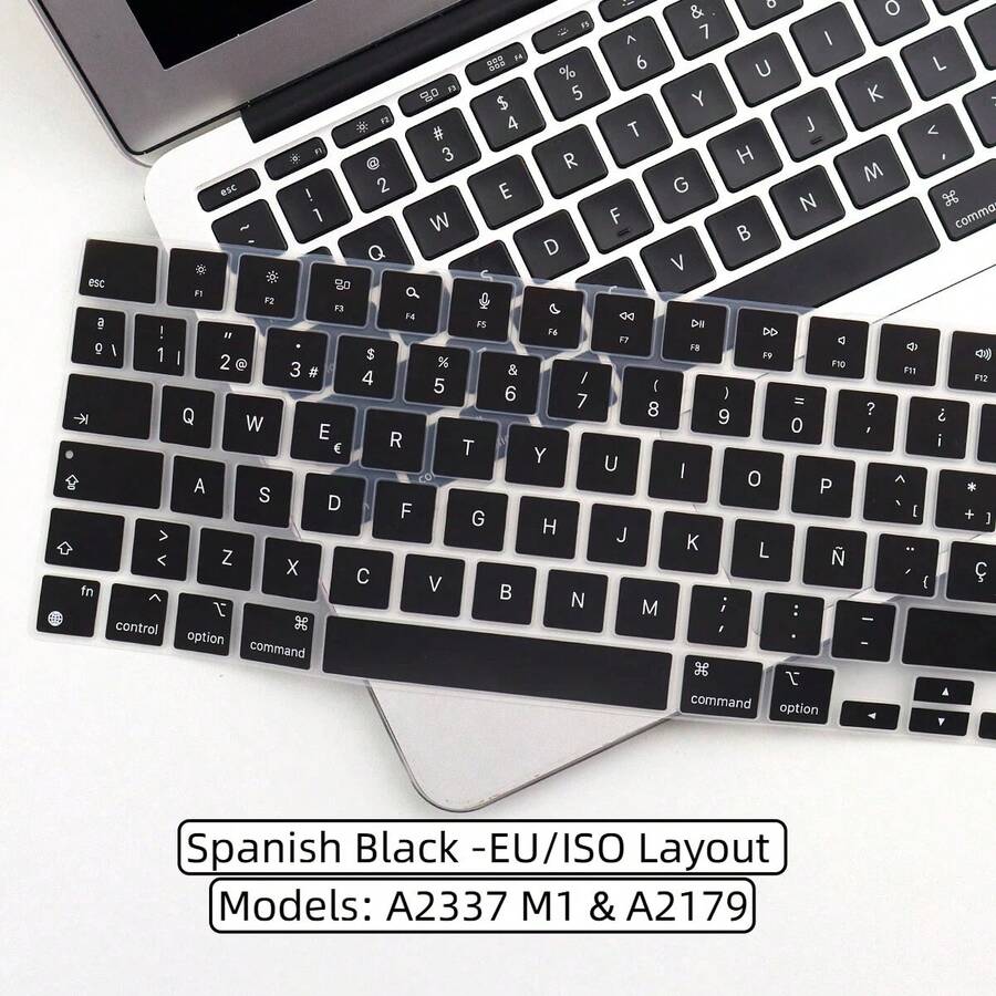 1件時尚西班牙語矽膠鍵盤保護膜，適用於 MacBook Air 13 吋（型號：A2337 M1 與 A2179），2022、2021 與 2020 年上市，配備 Touch ID，完美貼合按鍵，防刮、可水洗且易於清潔