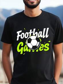 Football Match Pattern Print Shirt Breathable, Regular Fit, Casual Sports Short Sleeve, 2D Football Shirt For Men, 2D Football Jersey, 2D Vintage Football Shirt, 2D Football Jersey, 2D Shirt For Men, Casual 2D Football, Loose And Comfortable - 後退 - 查看 11