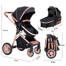 Cochildor High Landscape Baby Stroller, Portable Folding Bidirectional Shock-Absorbing Stroller That Can Sit And Lie Down - Black - View 2