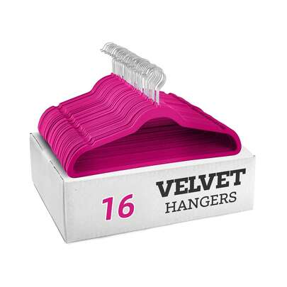 YITU 16pcs Flocked Coat Hangers, Heavy Duty, Suitable For Home, Clothing Store, Autumn/Winter Coats, Non-Slip & Non-Marking, Fit For Suits, Men's Jackets, Pants, Camisoles, Space-Saving