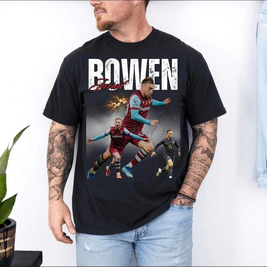 Jarrod Bowen Football T-Shirt |   Player Graphic T-Shirt - 黑色 - 查看 1