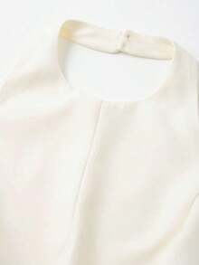Top sin mangas de cuello halter de unicolor minimalista para mujer, rosa, de verano - Beis - Ver 3