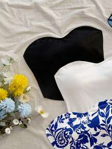 3 Piezas Camiseta corta casual con estampado de mariposa y diseño, bajo asimétrico, apta para vacaciones, playa, verano - Multicolor 3 - Ver 5
