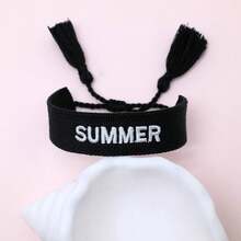 1件 SUMMER 字母手鍊 波西米亞海灘度假風友誼手繩 假日派對海邊旅行禮物 - 黑色 - 查看 2
