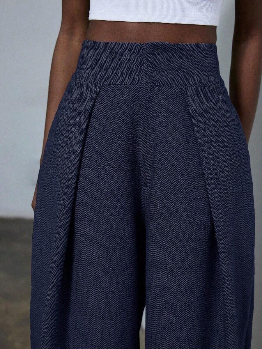 Nuevos pantalones de traje de pierna ancha con pliegues sueltos y estilo casual para ir al trabajo - Azul - Ver 1