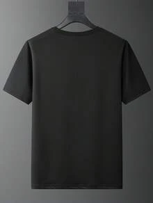Camiseta de Cuello Redondo con Estampado Moderno, Top Casual de Manga Corta para Primavera y Verano, Ropa de Mujer - Negro - Ver 2
