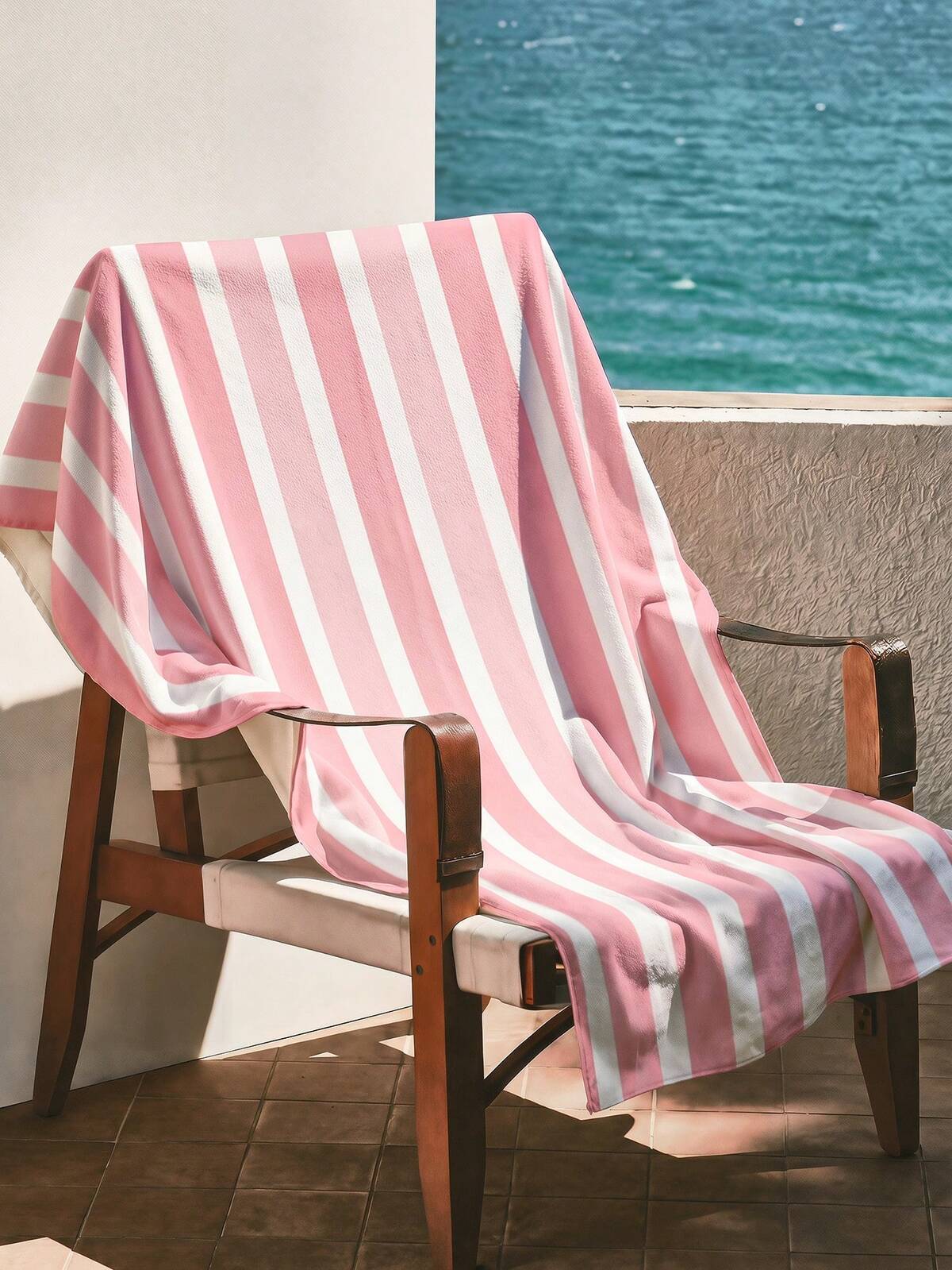 1 pièce Serviette de plage à motif de ligne simple, serviette de plage rayée absorbante douce de tailles multiples, convient pour les voyages, les vacances, les sports, la salle de bain, la piscine et le camping, serviette de voyage tricotée moderne avec une forte absorption d'eau