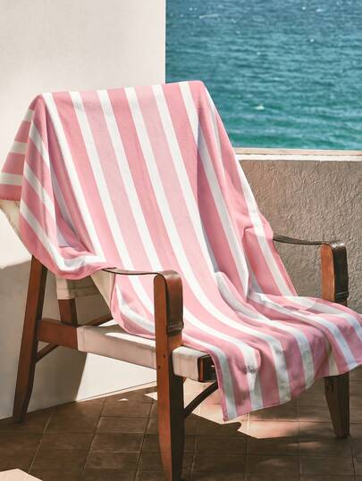 1pc Simple Line Pattern Beach Towel, Multi-Size Soft Absorbent Striped Beach Towel, Suitable For Travel, Vacation, Sport, Bathroom, Pool And Camping, Modern Knitted Travel Towel With Strong Water Absorption