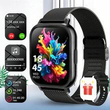 Este reloj inteligente unisex popular cuenta con las siguientes funciones: respuesta de llamadas, alertas de mensajes, control de música, obturador de cámara remoto, conteo de pasos, seguimiento de calorías, múltiples modos deportivos, reloj despertador, notificaciones de llamadas entrantes y mensajes, compatible con sistemas Android e iOS. - Multicolor - Ver 12