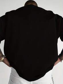 New Men's T-Shirt, Loose Fit, Easy To Match And Fashionable! "Uno." Printed Short-Sleeved T-Shirt, A Top Choice For Summer, Casual Wear, And Travel. - 黑色 - 查看 2