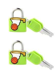 Basketball Patterns Luggage Locks, Small Suitcase Padlock Locks With Keys, Strong Copper Lock Core With Plastic Shell (For Effortless Lock Matching),Small And Sturdy, Luggage Locks , Mini Padlocks For Suitcases, Metal Keyed Lock For Travel Bags - Multicolor - View 13