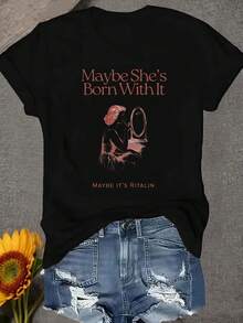 Una camiseta de mujer de manga corta, holgada, moderna, a la moda, retro y elegante, adecuada para actividades al aire libre en primavera y verano.Mirror Woman: Tal vez nació así, o tal vez sea de una fiesta de Lycarion.Adecuada para el uso diario, esta camiseta de cuello redondo es cómoda y suave.Camiseta de mujer.blusas para mujer,blusas casuales para dama,tops,, mujer premium,y2k,playeras de mujer curvy,ofertas y liquidaciones ropa mujer,playeras deportivas para mujer,,playeras de hombre, mujer,blusas>elegante XH0C - Negro - Ver 1