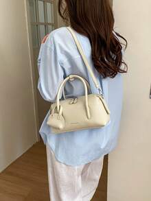 Women's Pillow Handbag, Elegant Minimalist Style, Large Capacity, Shoulder Strap, White - White - View 6