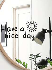 1 miếng dán gương tiếng Anh "Chúc bạn một ngày tốt lành" - Hình dán PVC chống thấm nước dùng để trang trí nhà cửa, dễ dàng dán lên kính và các bề mặt nhẵn, thiết kế hình mặt trời vui tươi, thích hợp để trang trí phòng ngủ hoặc phòng tắm. - D - Xem 5