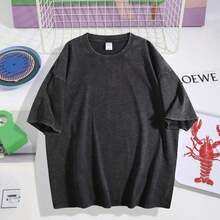1 Piece Funny Graphic T-Shirt With Cat Design, Men's Cotton T-Shirt, 230g, Washed Short Sleeve T-Shirt, Suitable For Halloween, Christmas And Spring Festival Gifts, 180g. - 黑色 16 - 查看 2