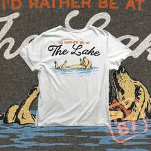 Lake Dog, I'd Rather Be At The Lake T-Shirt Design, Funny Floating Dog Graphic For Summer Vacation, Sublimation File For Dog Lovers - 白色 - 查看 2