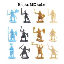 100 Pieces/Set Of Antique Soldier Miniatures, Decorative Home Model, Micro Mold With Multiple Poses, Medieval Knight Style TMZ - MIX -100PCS - View 1
