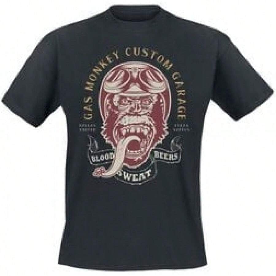 Camiseta unisex de manga corta, Vintage Monkey, Gas Monkey Garage, camisetas hombre, spiderman, ,  mujer, romwe men, boho chic, regalos para maestros, camiseta de mujer, atuendos curvy para hombre, y2k - Negro - Ver 1