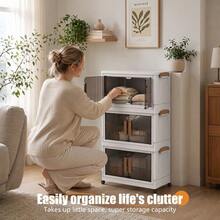 LEO IRIS 3/4/5 Layer Stackable Storage Box With Wheels - Foldable Plastic Storage Box, Suitable For Homes And Offices, Capacity Of 3 Cubic Feet, 2 Cubic Feet, 27 Inches High, Multifunctional Wardrobe And Trash Can, Space Saving Design, Suitable For Living Room, Bedroom Or Workspace, Wardrobe Organization And Storage, Flexible Storage Solution, Modern Aesthetics, Durable Structure, Storage Box, Storage Box, Household Organizing Storage Box. - Multicolor - View 11