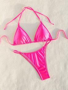 New Sexy Two-Piece Triangle Bikini With Bow For Women. - FF778RO - View 7