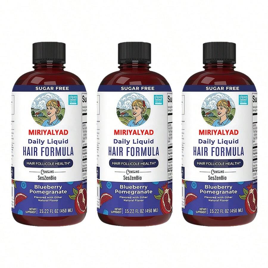Miriyalyad Mary Ruth's Daily Liquid Hair Formula, Sugar Free Blueberry Pomegranate Flavor, Thicker Hair & Skin Support, 450ML Vegan Supplement - 3 cái - Xem 1