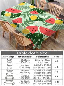1pc Summer Watermelon Print Tablecloth, Modern Polyester Rectangular/Round Waterproof Tablecloth, Digital Printing Suitable For Living Room, Outdoor Dining Table, Small Round Table - Multicolor - View 2